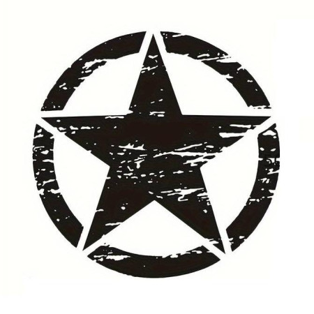 Sticker auto Off Road Rusted Army Star, 50x50 cm, negru, folie Oracal autoadeziva, rezistenta exterior