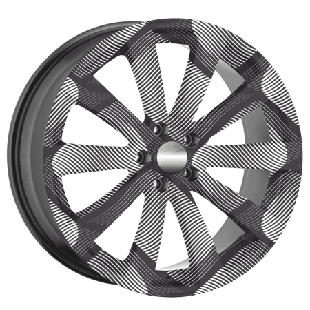 Folie colantare jante auto model FJT-22, set 4 bucati, Ø 60 cm, print EcoSolvent, autoadeziv, rezistenta UV si exterior