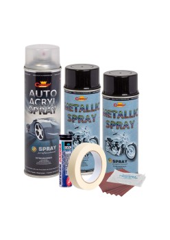 Kit complet reparatie si vopsire jante culoare Negru Metalizat, V2