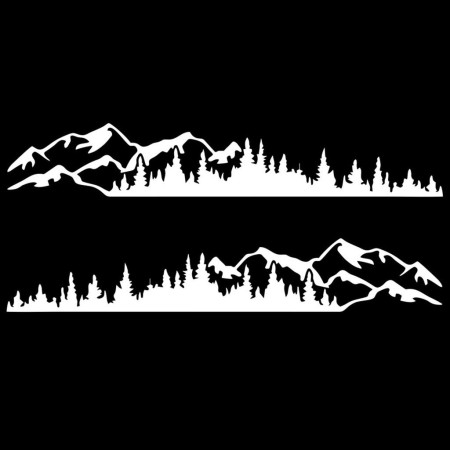 Stickere auto Off Road Forest & Mountains, set 2 buc, alb, 100x20 cm, autocolante pentru SUV, ATV, 4x4, folie Oracal rezistenta exterior