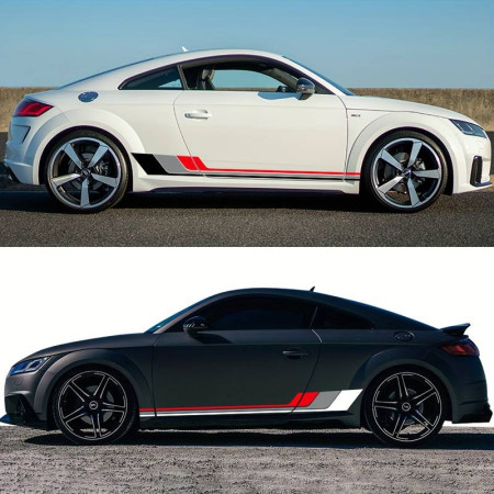 Stickere auto sport Racing Stripes V2, set 2 bucati, 180 x 16.5 cm, Negru Gri Rosu, vinilin Oracal autoadeziv exterior