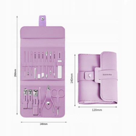Set Manichiura si Pedichiura 16-in-1 cu plic din piele ecologica, model 
