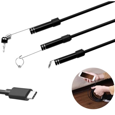 Camera endoscopica de inspectie, waterproof, 5,5mm, conectare Android/Windows prin USB-C, lungime cablu 5m