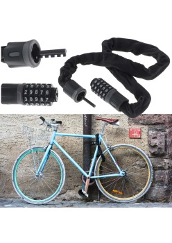 Antifurt bicicleta, Dispozitiv de blocare biciclete, Cifru cu 5 digits, lungime 90cm, culoare Neagra