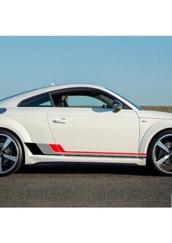 Stickere auto sport Racing Stripes V2, set 2 bucati, 180 x 16.5 cm, Negru Gri Rosu, vinilin Oracal autoadeziv exterior