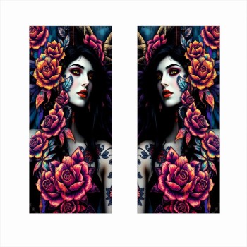 Set 2 Stickere Auto pentru Stâlpii Ușilor, Print Autoadeziv Outdoor, 2x 50x22cm, Folie OraJet EcoSolvent