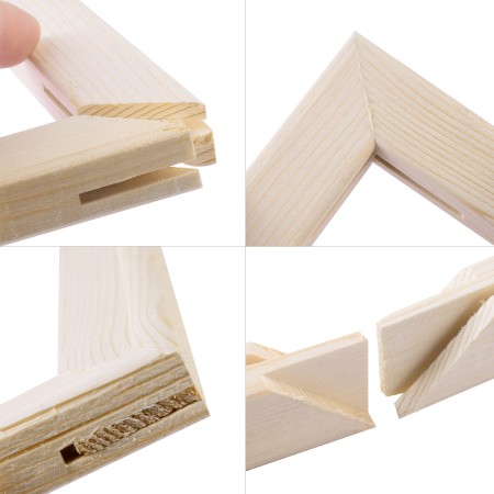 Set 3 sasiuri din lemn cu panza CANVAS pentru pictura, culoare Alb Mat, Marca AVEX