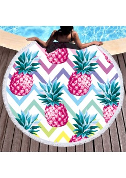 Prosop mare de plaja, super absorbant, forma rotunda, diametru 150cm, model Ananas