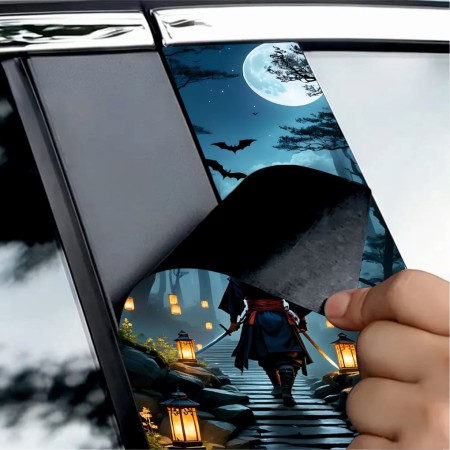 Set 2 Stickere Auto Stalpi Usi, Print HD EcoSolvent, Folie Oracal Autoadeziva, 50x22 cm, Exterior