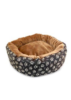 Culcus moale cu perna, pentru caine/pisica, culoare crem-maron, impermeabil, baza antiderapanta, 50 cm