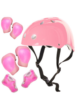 Set Protectie pentru copii, 7 piese, model SKATEBOARD, culoarea Roz