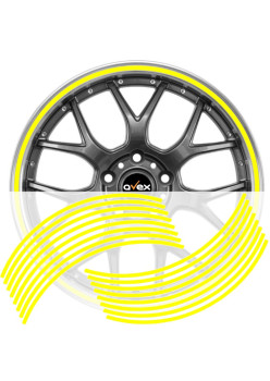 Set 16 inele din autocolant pentru jante culoare Galben Lucios