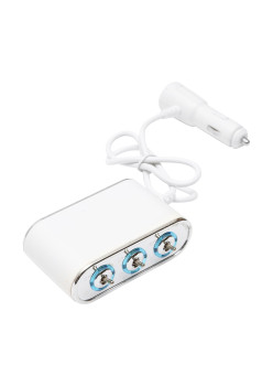 Adaptor bricheta auto tripla 12/24V, iluminata LED, cu intrerupator individual si 1 port USB, 5V, 2.1A