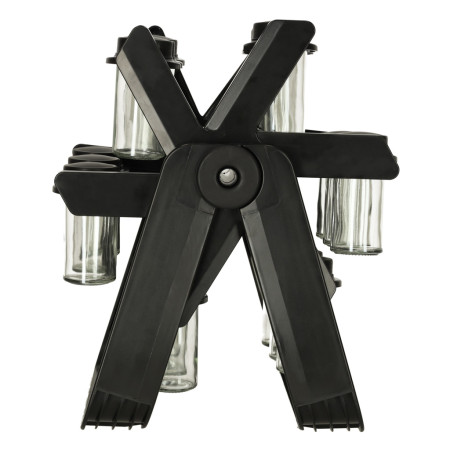 Organizator Condimente cu 18 Borcane si Suport Rotativ, Negru Mat, Sticla + Plastic, 34.5x26x22.5 cm