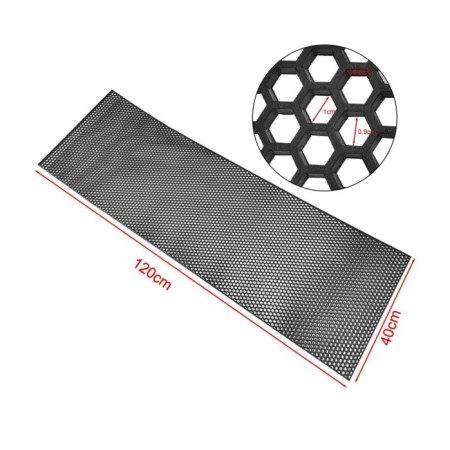Grilă Sport Tuning Tip Fagure, Negru, 120x40 cm, Model Hexagon 10x10 mm – Universală, Decupabilă