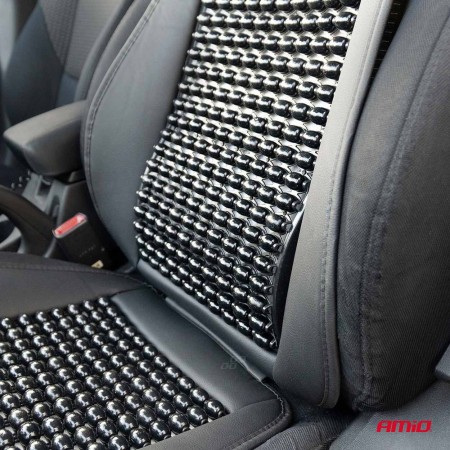 Husa scaun auto cu bile de masaj, suport lombar si tetiera, dimensiuni 147 x 68 cm, culoare Neagra