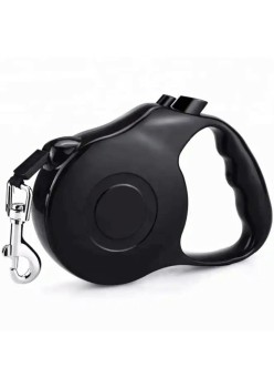 Lesa Retractabila Automata cu carabina pentru caini, lungime sfoara 5m, culoare Neagra