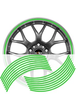 Set 16 inele din autocolant pentru jante culoare Verde Lucios