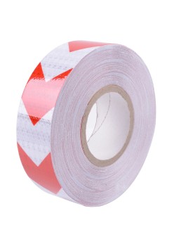 Banda reflectorizanta adeziva tip fagure - SAGEATA ROSU-ALB (rola 5cm x 25m)