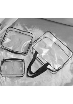 Set 3 organizatoare de cosmetice, transparente, ideale pentru calatorii