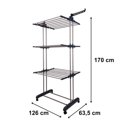 Uscator de rufe vertical, pliabil, cu 3 nivele,  model XXL
