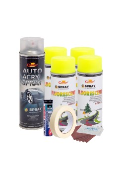 Kit complet reparatie si vopsire jante culoare Galben Fluorescent, V4