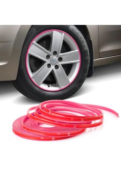 Inele de protectie si decor jante, adezive, din plastic flexibil - PINK