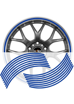 Set 16 inele din autocolant pentru jante culoare Albastru Lucios