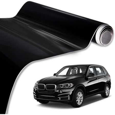 Folie Auto Colantare Negru Lucios, Bubble Free, Termoplastică, 3.0m x 1.52m, Exterior/Interior, Rezistentă UV & Apă