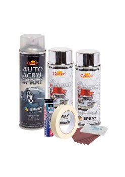 Kit complet reparatie si vopsire jante culoare Crom Metalic, V2