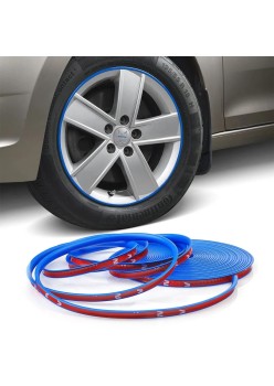 Inele de protectie si decor jante, adezive, din plastic flexibil - ALBASTRU