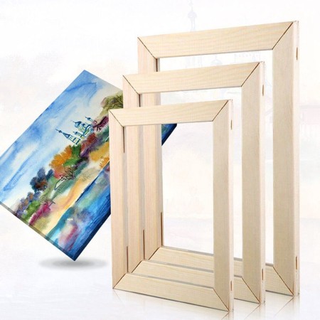 Set 3 sasiuri din lemn cu panza CANVAS pentru pictura, culoare Alb Mat, Marca AVEX