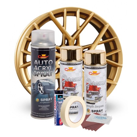 Kit complet reparatie si vopsire jante culoare Auriu Metalic, V2