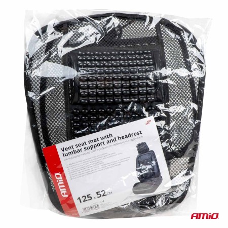 Husa scaun auto cu bile de masaj, suport lombar si tetiera, dimensiuni 125 x 52 cm, culoare Neagra