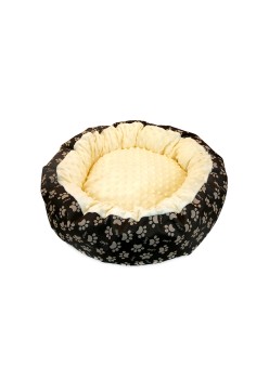 Culcus moale cu perna, pentru caine/pisica, Model Minky, culoare galben, impermeabil, baza antiderapanta, 50 cm