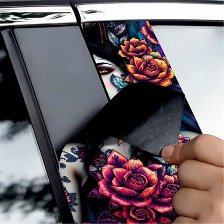 Set 2 Stickere Auto pentru Stâlpii Ușilor, Print Autoadeziv Outdoor, 2x 50x22cm, Folie OraJet EcoSolvent