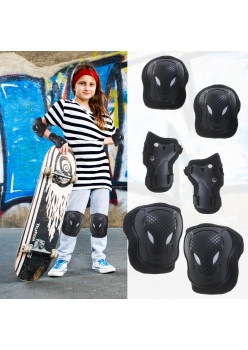 Set pentru copii, 6 x protectii pentru genunchi, coate si incheieturi (bicicleta, role, skateboard, patine)