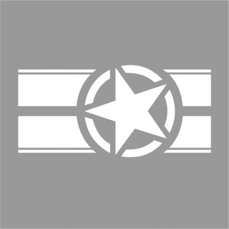 Sticker auto Off Road Army Star, 90x43 cm, alb, folie Oracal, autocolant exterior rezistent UV