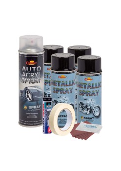 Kit complet reparatie si vopsire jante culoare Negru Metalizat, V4