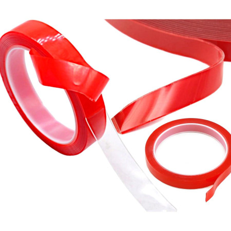 Banda Adeziva Dublu Fata ACRILICA Transparenta, 10mm x 3m, Super Rezistenta
