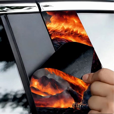 Set 2 Stickere Auto Decorative pentru Stalpi Usi, Print HD EcoSolvent, Folie Oracal Autoadeziva, 50x22 cm