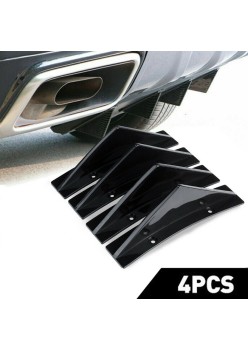 Set 4 aripioare TUNING curbate pentru bara - deflector spate, culoare negru lucios, montaj cu surub sau banda dublu adeziva