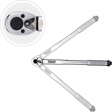 Cheie dinamometrica din otel/crom, 3/8″, reglabila 7-112 Nm, cu blocare