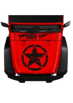 Sticker auto Off Road Rusted Army Star, 50x50 cm, negru, folie Oracal autoadeziva, rezistenta exterior
