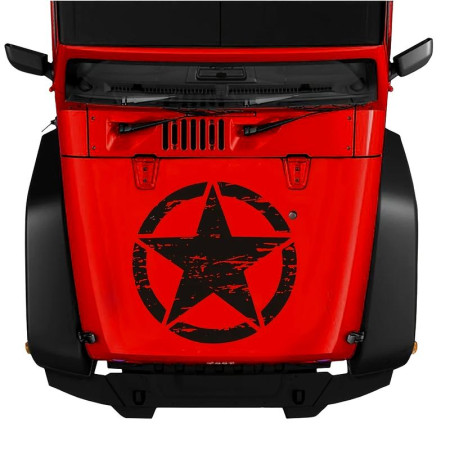 Sticker auto Off Road Rusted Army Star, 50x50 cm, negru, folie Oracal autoadeziva, rezistenta exterior