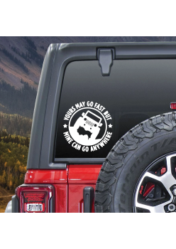 Sticker auto Off Road You Can Go Fast, alb, 30x30 cm, folie Oracal, autocolant exterior rezistent UV si intemperii