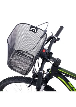 Cos metalic pentru bicicleta cu maner, demontabil, conceput pentru a fi montat in partea din fata