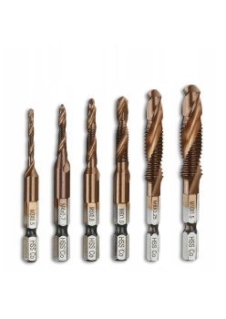 Set Profesional cu 6 piese, gaurire + filet, M3 - M10, extra duritate (Cobalt)