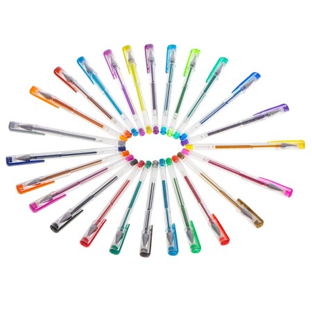 Set 25 piese, Pixuri cu gel multicolor cu sclipici (glitter)