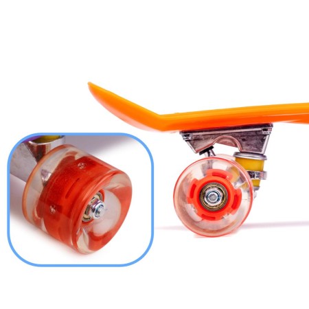 Skateboard Penny Board pentru Copii, Roti din Cauciuc cu LED, Design Ușor, Greutate Maximă 60kg, Orange